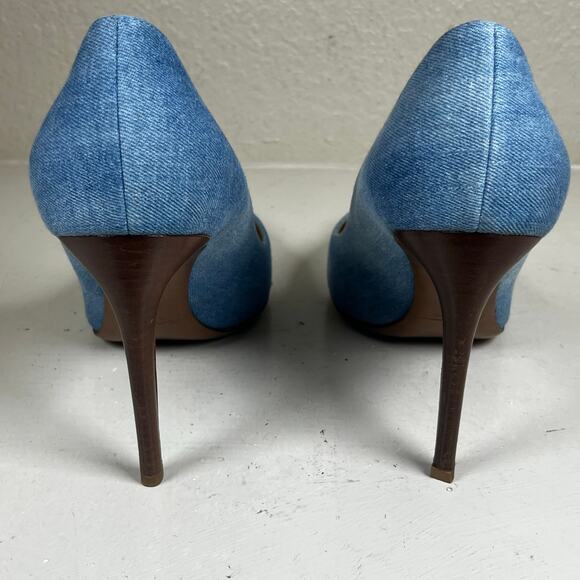 Ralph Lauren Purple Label Cecilia Bleached Denim Pump 4” Heel - size 41B - Picture 5 of 12